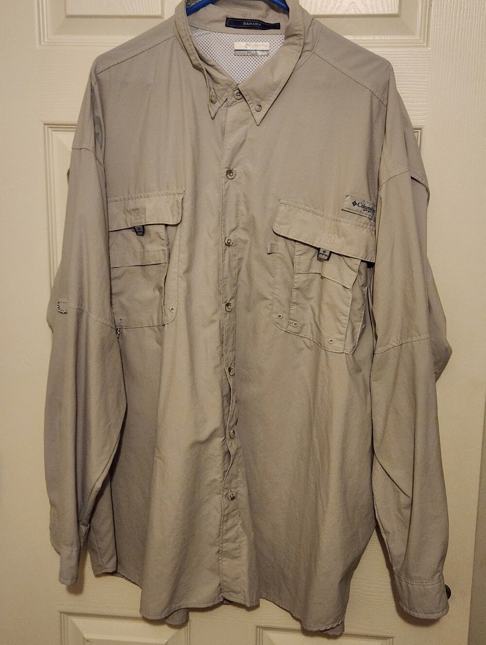 Columbia Men 3X PFG Bahama Lightweight Long-Sleeve Fishing Light Gray Shirt